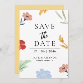 Skadlig Glatt färgstark Bröllop spara datum Inbjudningar