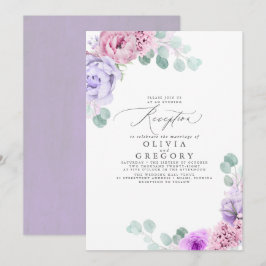 Skadlig Lila och Rosa Bröllop kvällsmottagning Inbjudningar