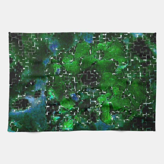 Skadlig mosaik av nattfoto på vatten i lagunen kökshandduk (Horisontell)