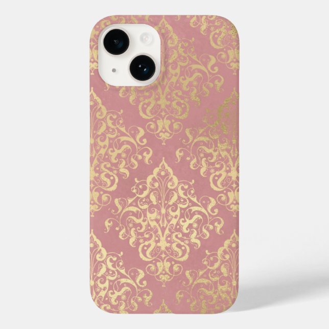 Skadlig rosa och guld elegant vintage Victorian (Baksida)
