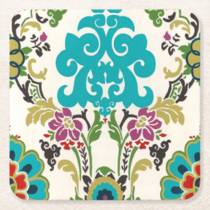 Skadliga Blommönster Underlägg Papper Kvadrat