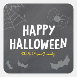 Skadliga skapelser i kalkbrädan Happy halloween Fyrkantigt Klistermärke