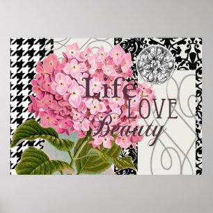 Skadmönster Blommigten Decor Kärlek Life Poster