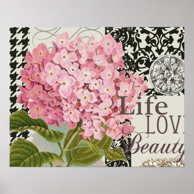 Skadmönster Blommigten Decor Kärlek Life Poster (Framsidan)