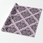 Skadmönster för lila och svart Vintage Presentpapper<br><div class="desc">Dusky lila och svarta paris temade vintage mönster som omsluter papper.</div>