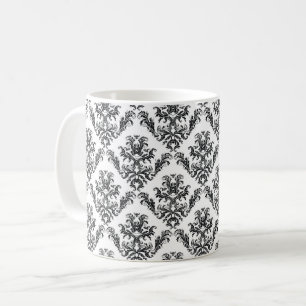 Skadmönster, Fransk Damask, svartvitt Kaffemugg