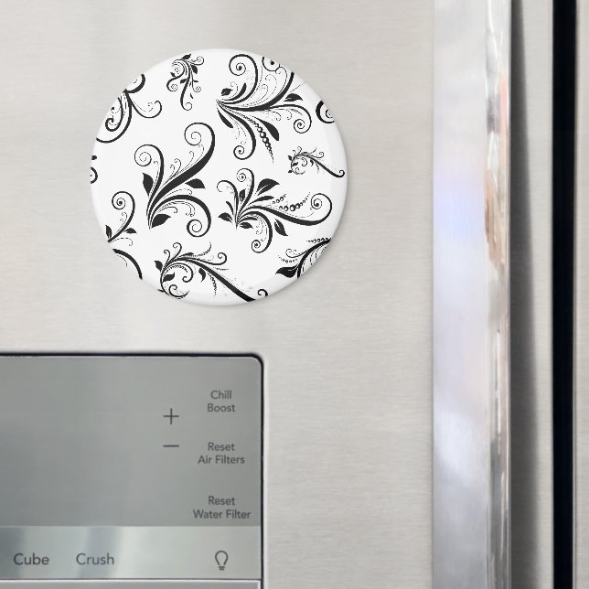 Skadmönster, Fransk Damask, svartvitt Magnet (In Situ (Fridge))