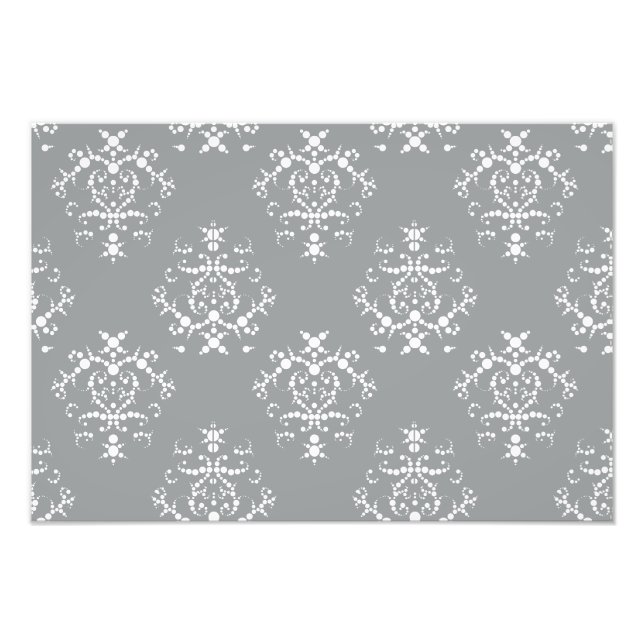 Skadmönster, Grått Damask, Fransk Damask Fototryck (Framsidan)