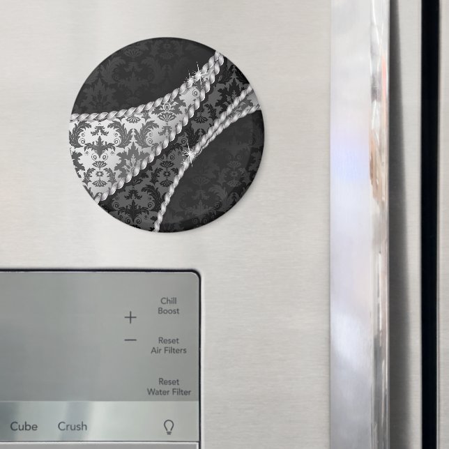 Skadmönster, Grått Damask, Fransk Damask Magnet (In Situ (Fridge))