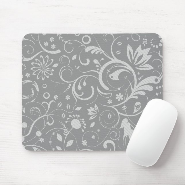 Skadmönster, Grått Damask, Fransk Damask Musmatta (Med mus)