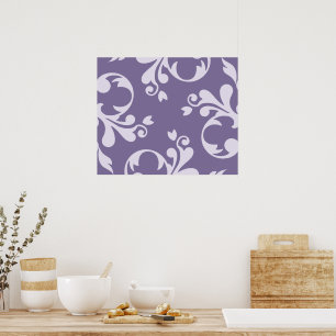 Skadmönster, Lila Damask, Fransk Damask Poster