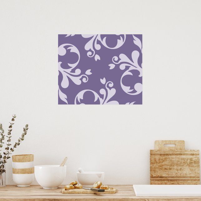 Skadmönster, Lila Damask, Fransk Damask Poster (Kök)