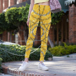 Skadmönster med kedja leggings<br><div class="desc">Glamor eller ornate struktur. guldkainlets och silver på gultens bakgrund. Fördärvlig bijouterieornament.</div>