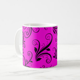 Skadmönster, Rosa Damask, Fransk Damask Kaffemugg