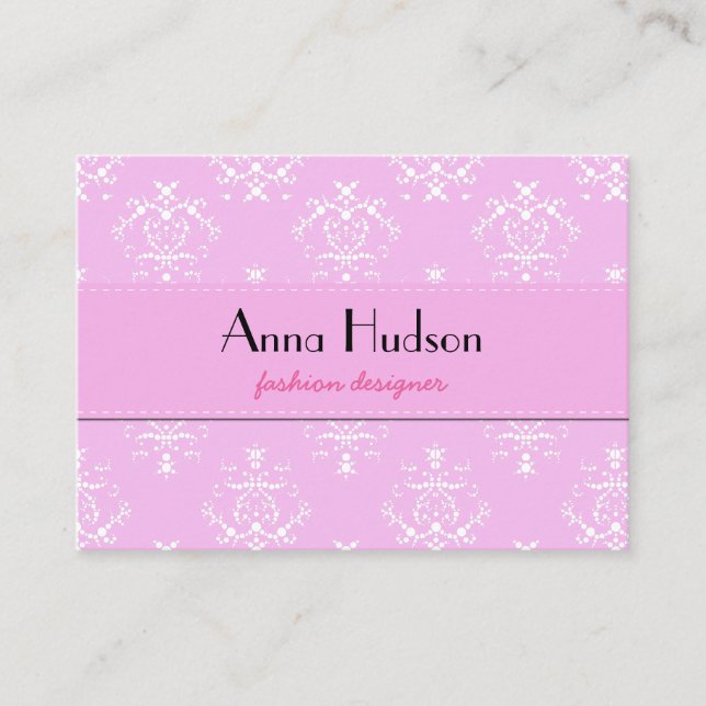 Skadmönster, Rosa Damask, Fransk Damask Visitkort (Framsida)