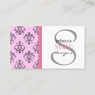Skadmönster, Rosa Damask, Fransk Damask Visitkort