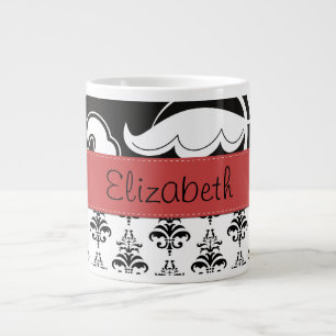 Skadmönster, svart och vit mask, ditt namn jumbo mugg