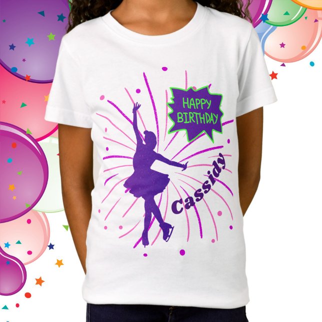 SkadningsPersonligen grattis på födelsedagen Figur T Shirt (Happy Birthday Figure Skating Tee)