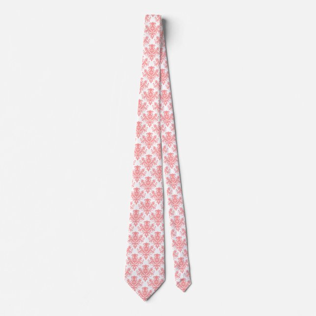 Skador 02 Mönster - Mjuk Rosa på vitt Slips (Framsida)