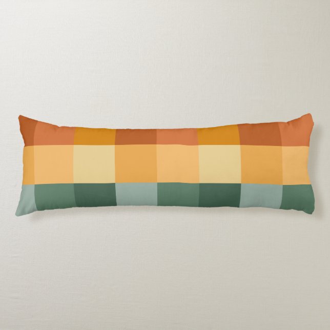 SKADOR AV GRÖNT & ORANGE BLOCKS & POLKA DOTS KROPPSKUDDE (Framsidan)