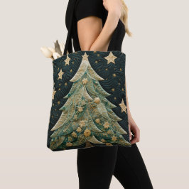 SKADOR AV GRÖNT QUILTED LOOK JULGRANAR TYGKASSE