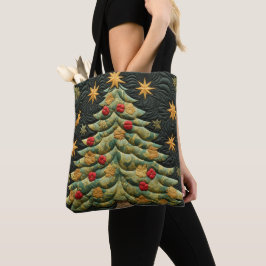 SKADOR AV GRÖNT QUILTED LOOK JULGRANAR TYGKASSE