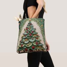 SKADOR AV GRÖNT QUILTED LOOK JULGRANAR TYGKASSE