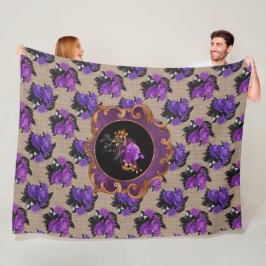 SKADOR AV LILA HALLOWEEN BLOMMIGT BOUQUETS FLEECEFILT