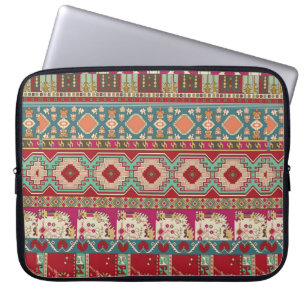 Skador, blommigt och geometri med färglösa lappar laptop fodral