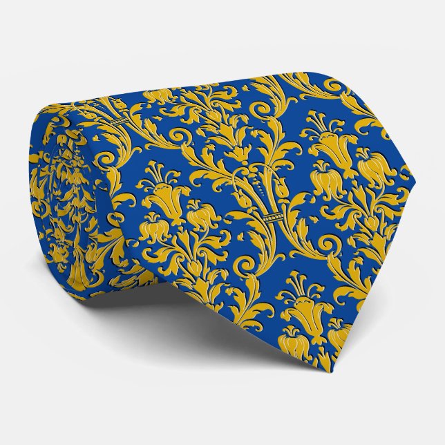 Skador för Blommigten Navy Blue Guld Slips (Rullad)
