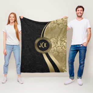 Skador för den metalliska Blommigten elegant Black Fleecefilt