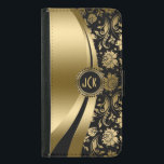 Skador för elegant Black & Guld Blommigt & Dynamic Samsung Galaxy S5 Plånboksfodral<br><div class="desc">Svart och guld-toner har en glansig metallisk blommigt och en dynamisk modern linjer-design. Anpassningsbar och valfritt monogram. Flera variationer i denna konstruktion, med olika läge för inslag. Inte egentlig glitter eller metallisk finis, utan digital bildeffekt. Om du behöver hjälp med att anpassa, ändra färg eller något annat till någon av...</div>