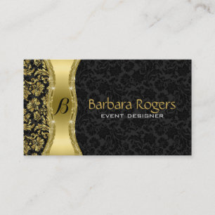 Skador för elegant Black & Metallic Guld Vintage Visitkort