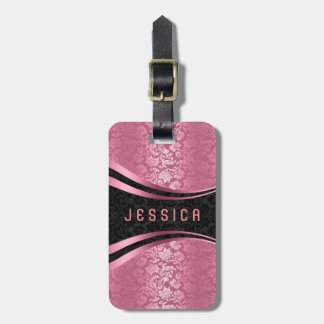 Skador för elegant Black & Rosa Blommigt Mönster Bagagebricka
