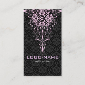 Skador för elegant Black & Rosa Tones Vintage Blom Visitkort