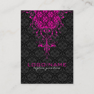 Skador för elegant Black & Rosa Vintage Blommigt Visitkort