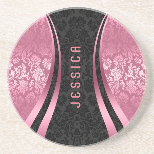 Skador för elegantens svarta och Rosa-Blommigt Underlägg (Framsidan)
