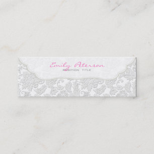 Skador för elfenbensvit Blommigt Embossed Effect Mini Visitkort