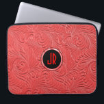 Skador för inbäddad Blommigt i monogram Red Laptop Sleeve<br><div class="desc">Monogram elegant röd blommönster präglad med målat träutseende. Få färger finns tillgängliga,  men ni kan gärna begära vilket färg som helst. Utformningen är bara en bild och inte en riktig präglad bild eller trä struktur.</div>