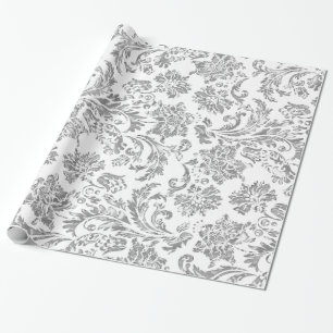 Skador för metallisk Silver & vit Vintage Presentpapper
