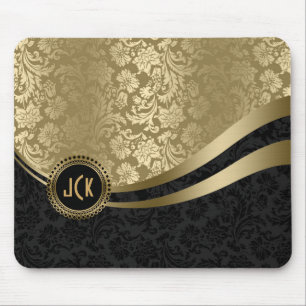 Skador för monogrammet Black & Guld Blommigt 2 Musmatta