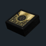 Skador för Monogrammet Svarta och Guld Blommigt, e Smyckeskrin<br><div class="desc">Elegant guld toner dynamiskt linjer med svart bakgrund och metalliska guld. Design är bara en bild och inte en metallisk avsluta. Flera versioner av denna design finns tillgängliga. Om du behöver hjälp med att anpassa någon av mina designers kontaktar du ArtOnWear-designern. Kostnadsfri textformatering med hjälp av direkthjälp tillgänglig på begäran....</div>