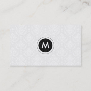 Skador för monogrammets svarta och vita Blommigt Visitkort
