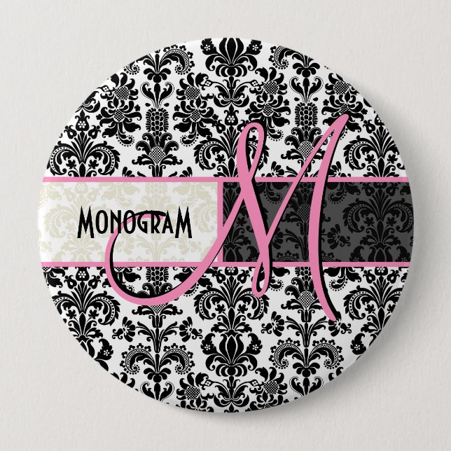 Skador för svartvitt-Blommigt Knapp (Framsida)