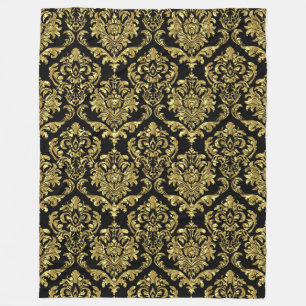 Skador för Vintagen Black och Guld Blommigt Fleecefilt