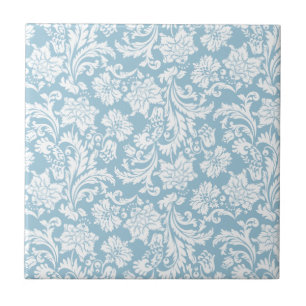 Skador för vit och pastel+blå Blommigt för Vintage Kakelplatta