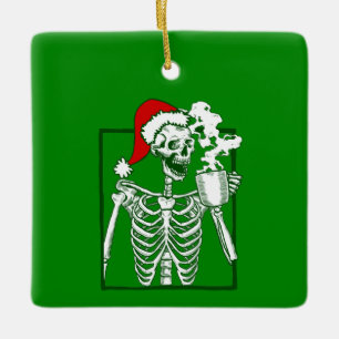 Skador från julklapp som dricker kaffe julgransprydnad keramik