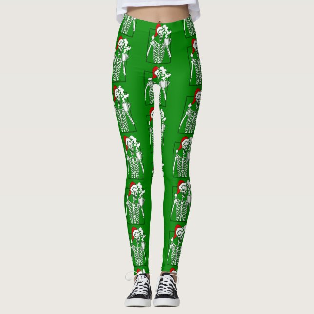 Skador från julklapp som dricker kaffe leggings (Framsida)