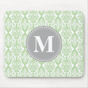 Skador i Mint Grönt Grått Monogram Musmatta