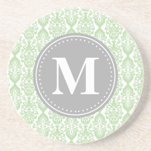 Skador i Mint Grönt Grått Monogram Underlägg